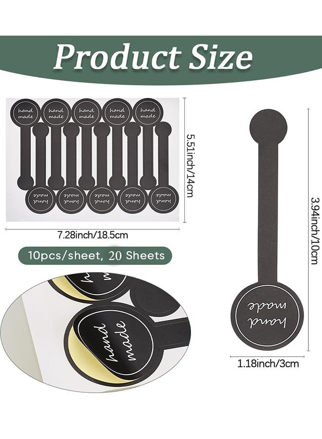 200 Pcs Handmade Food Baking Label Stickers Handmade Food Long Baking Seal Labels Retail Package Black Bakery Sticker Sealing Labels Tamper Proof Sticker for Lollipop Candy Bread Gift - Image 2